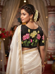 Reflection of Lotus Vichitra Silk Blouse