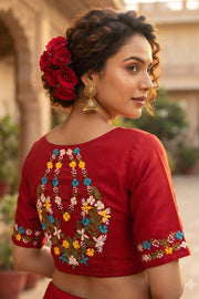 Wildflower Wreath Handstitched Designer Blouse