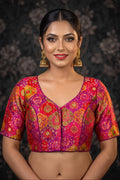 Crown on Repeat – Meenakari Katan Silk Banarasi Designer Blouse