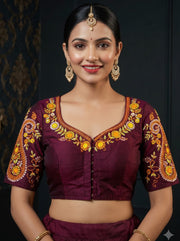 Festive Paisley Vichitra Silk Blouse