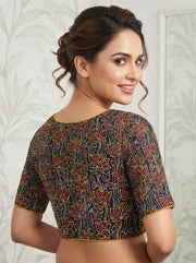 Divine Desire Ajrakh Printed Kantha Embroidered Cotton Blouse