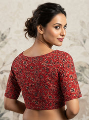 Divine Desire Ajrakh Printed Kantha Embroidered Cotton Blouse