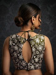The Glam Edit Vichitra Silk Embroidered Blouse