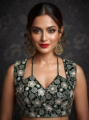 The Glam Edit Vichitra Silk Embroidered Blouse