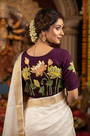 Reflection of Lotus Vichitra Silk Blouse