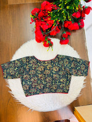 Divine Desire Ajrakh Printed Kantha Embroidered Cotton Blouse