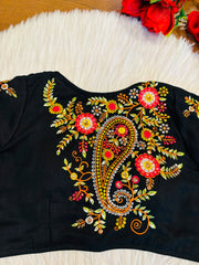 Festive Paisley Vichitra Silk Blouse