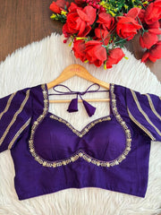 Partywear Purple Vichitra Silk Blouse