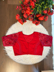 Red Reverse Kantha Handwork Blouse
