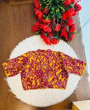 Retro Sketch Kalamkari Designer Blouse