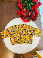Retro Sketch Kalamkari Designer Blouse