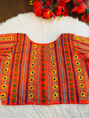 Sunflower Reverie-Multicolor Handwork Blouse