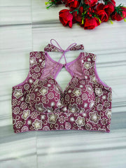 The Glam Edit Vichitra Silk Embroidered Blouse