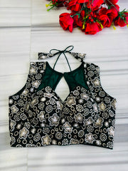 The Glam Edit Vichitra Silk Embroidered Blouse