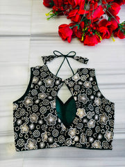 The Glam Edit Vichitra Silk Embroidered Blouse