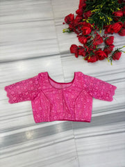 Enchanted Bloom Heritage Net Chikankari Blouse