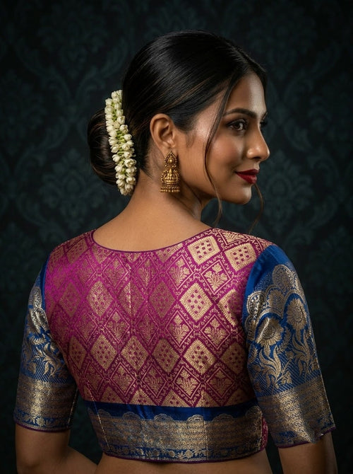 Rajeshwari Grace- Katan Silk Banarasi Zari Woven Designer Blouse