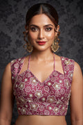 The Glam Edit Vichitra Silk Embroidered Blouse