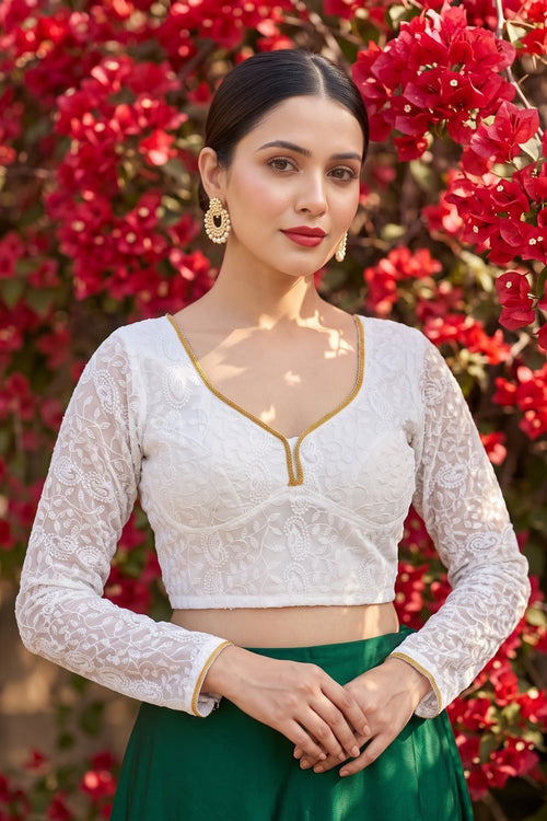 Pearl Petals Georgette Silk Designer Blouse