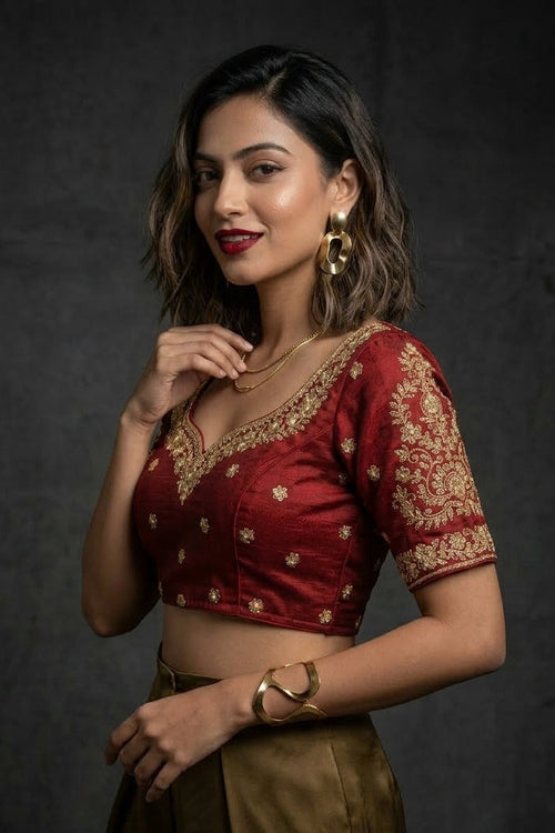 Emerald Vine Zari New Designer Blouse